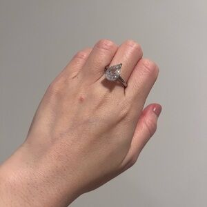 NEW Diamonique Pear Diamond Engagement Ring